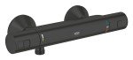 GROHE Precision Start – Exposed Thermostatic Shower Mixer (Wall-Mounted, Water-Saving, Safety Button at 38°C, Compact Cartridge with Wax Thermoelement, QuickSpanner Included), Matt Black, 345942430