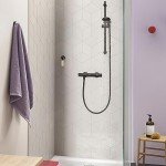 GROHE Precision Start – Exposed Thermostatic Shower Mixer (Wall-Mounted, Water-Saving, Safety Button at 38°C, Compact Cartridge with Wax Thermoelement, QuickSpanner Included), Matt Black, 345942430