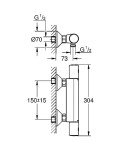 GROHE Precision Start – Exposed Thermostatic Shower Mixer (Wall-Mounted, Water-Saving, Safety Button at 38°C, Compact Cartridge with Wax Thermoelement, QuickSpanner Included), Matt Black, 345942430
