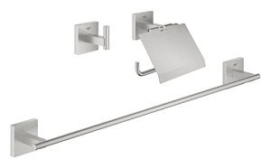 GROHE 41124DC0 Quickfix 3-in-1 Guest Bathroom Accessories Set, Steel