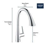 Grohe 32298003 Zedra Single-Handle Pull Down Triple Spray Kitchen Faucet in Starlight Chrome