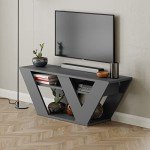 JV Home Pipralla Collection TV Stand Stylish Entertainment Unit | TV Cabinet for Living Room, Bedroom Suitable up to 50” (Dark Grey)