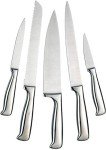Kitchen Knife Block Set, AIBUYTEC Premium 5-Piece Novelty Stainless Steel Knife Block Set with Unique Holder (red) Premium Stabbing Stainless Steel Knife Set, 2021 Creative Product