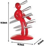 Kitchen Knife Block Set, AIBUYTEC Premium 5-Piece Novelty Stainless Steel Knife Block Set with Unique Holder (red) Premium Stabbing Stainless Steel Knife Set, 2021 Creative Product