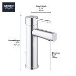 GROHE 32216ENA Essence Single Hole Bathroom Faucet with Single Handle, Size Small, Brass, Brushed Nickel Infinity Finish