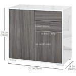 HOMCOM High Gloss Buffet Sideboard with 2 Drawers, 2 Doors and Adjustable Shelf, Kitchen Storage Cabinet with Push Open Design, Grey and White