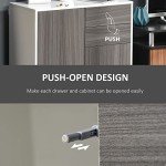 HOMCOM High Gloss Buffet Sideboard with 2 Drawers, 2 Doors and Adjustable Shelf, Kitchen Storage Cabinet with Push Open Design, Grey and White