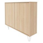Nexera Slim 2-Door Storage Accent Cabinet, Tan, 39-Inch