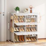 Shoe Rack, 6 Tier Closet Organizers Shoe Organizer Storage Cabinet Shoe Racks for Closet, 24 Pair Plastic Cube Closet Organizers and Storage Shoe Shelves with Doors for Entryway Bedroom Hallway(White)
