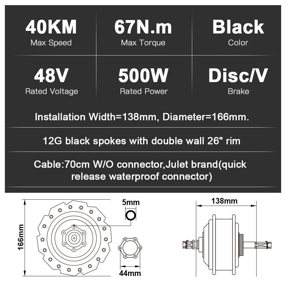 26" Electric Bike Conversion Kit with 48V 500W Motor