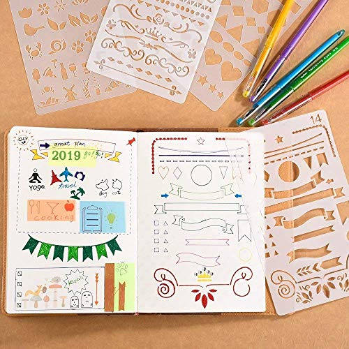 20PCS Plastic Stencils for Journals and Scrapbooks
