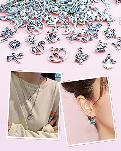 Bulk Tibetan Silver Charms for Jewelry Making - 100 PCS