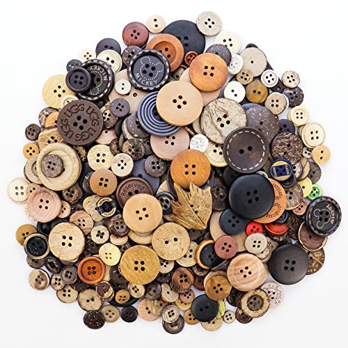 600 Assorted Sizes Wooden Buttons for Scrapbooking