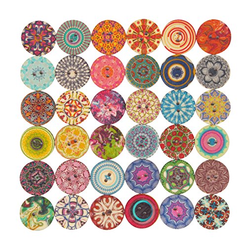 Mixed Flower Wood Buttons for Sewing and Crafting