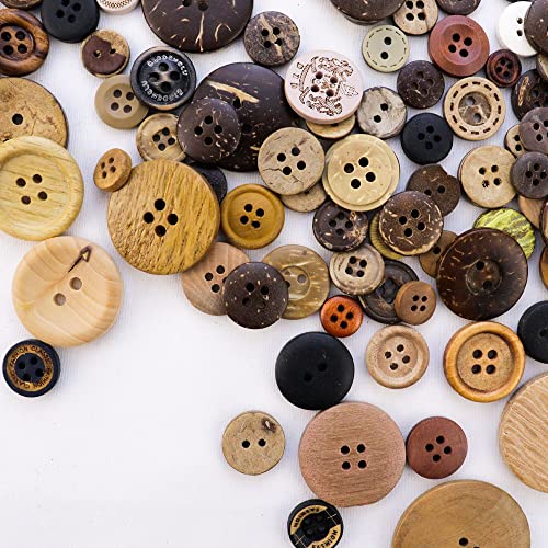 600 Assorted Sizes Wooden Buttons for Scrapbooking