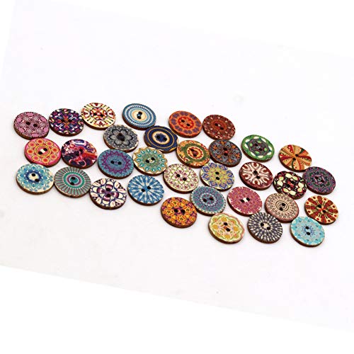 Mixed Flower Wood Buttons for Sewing and Crafting