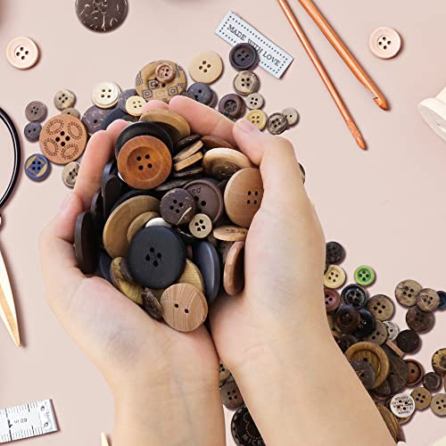 600 Assorted Sizes Wooden Buttons for Scrapbooking