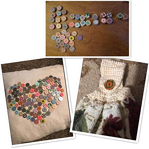 Mixed Flower Wood Buttons for Sewing and Crafting