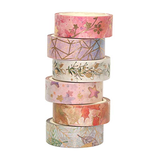 Floral Gold Washi Tape Set - Romantic Flowers
