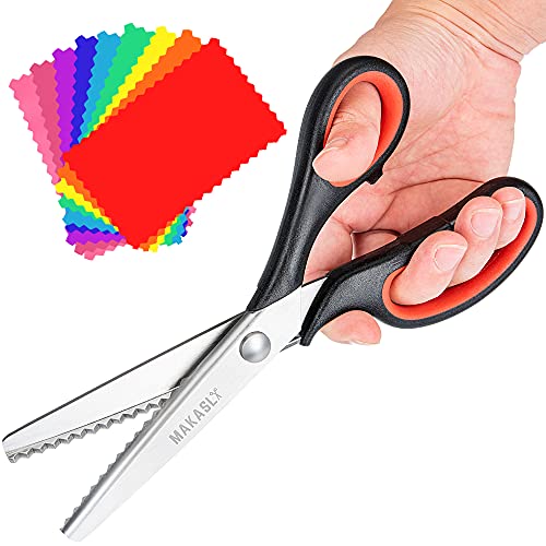 Makasla Red Zig Zag Pinking Shears, Decorative Scissors