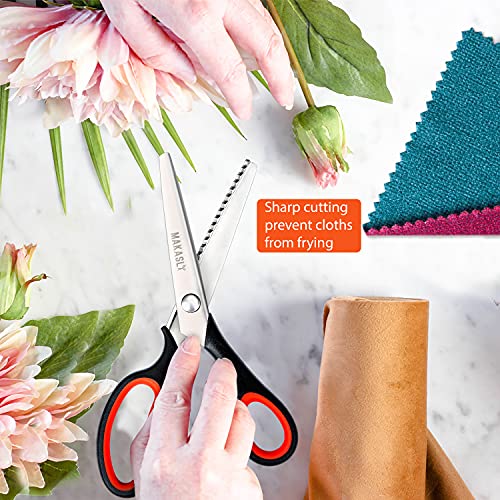 Makasla Red Zig Zag Pinking Shears, Decorative Scissors