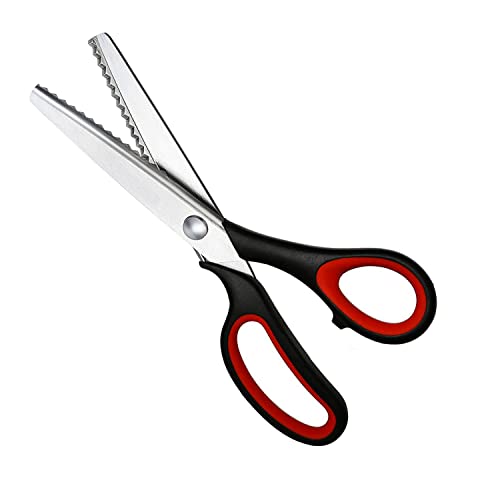 Professional Red Pinking Shears: Ultra Sharp, Comfort Grips