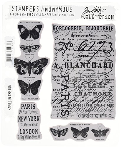 Tim Holtz Cling Rubber Stamp Set, Papillon CMS106