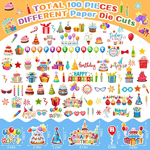 100pcs Birthday Scrapbook Cardstock Die Cuts - DIY Embellishments