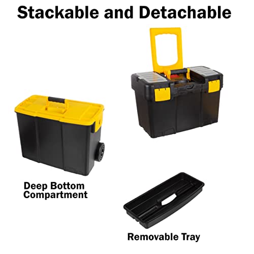Wheeled Stackable Tool Box with Removable Trays