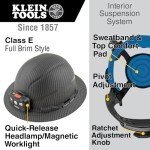 Klein Tools Full Brim Hard Hat with Lamp