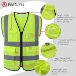 High Visibility Reflective Safety Vest with Pockets