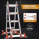 Soctone 17 Ft A-Frame Ladder with Stabilizer