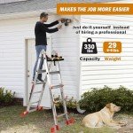 Soctone 17 Ft A-Frame Ladder with Stabilizer
