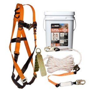 50’ Roofer's Safety Bucket Kit with Harness & Anchor