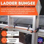 Adjustable 25 Inch Ladder Stabilizer with Bungee Hook
