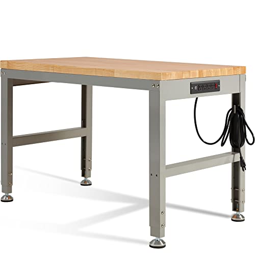Heavy Duty Adjustable Workbench with Power Outlets