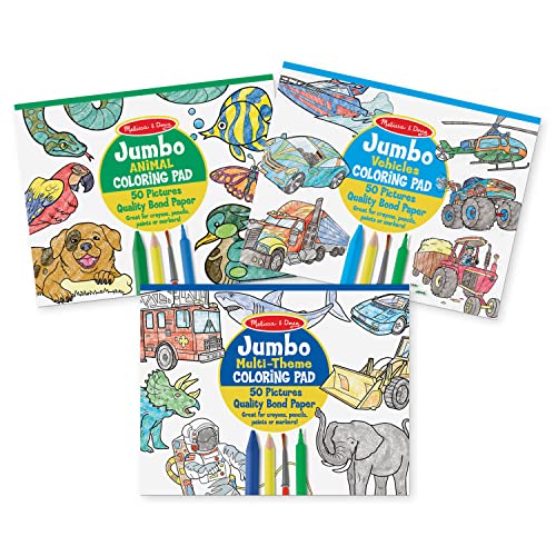 Jumbo Kids' Coloring Pads - Animals, Vehicles, and More