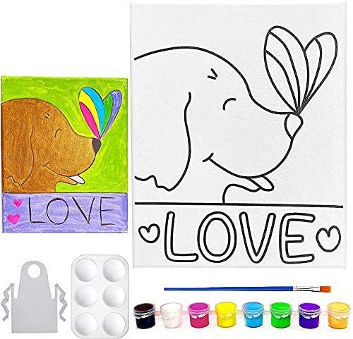 8x10 Canvas Painting Set for Kids - Unicorn Paris Rainbow DogLove Mermaid Retro Skates Panda Baloons