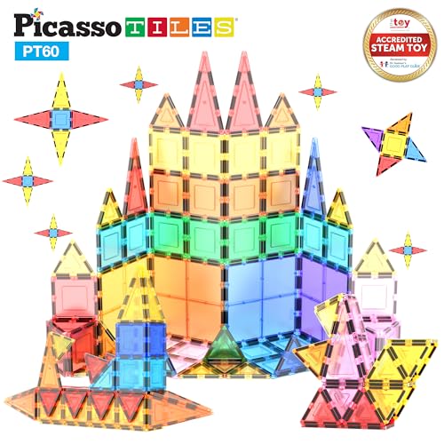PicassoTiles 60pcs Magnetic Building Blocks - Inspire Creativity