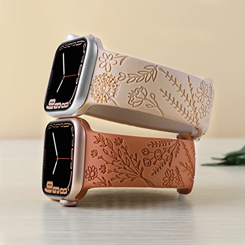 Floral Engraved Silicone Strap for Apple Watch