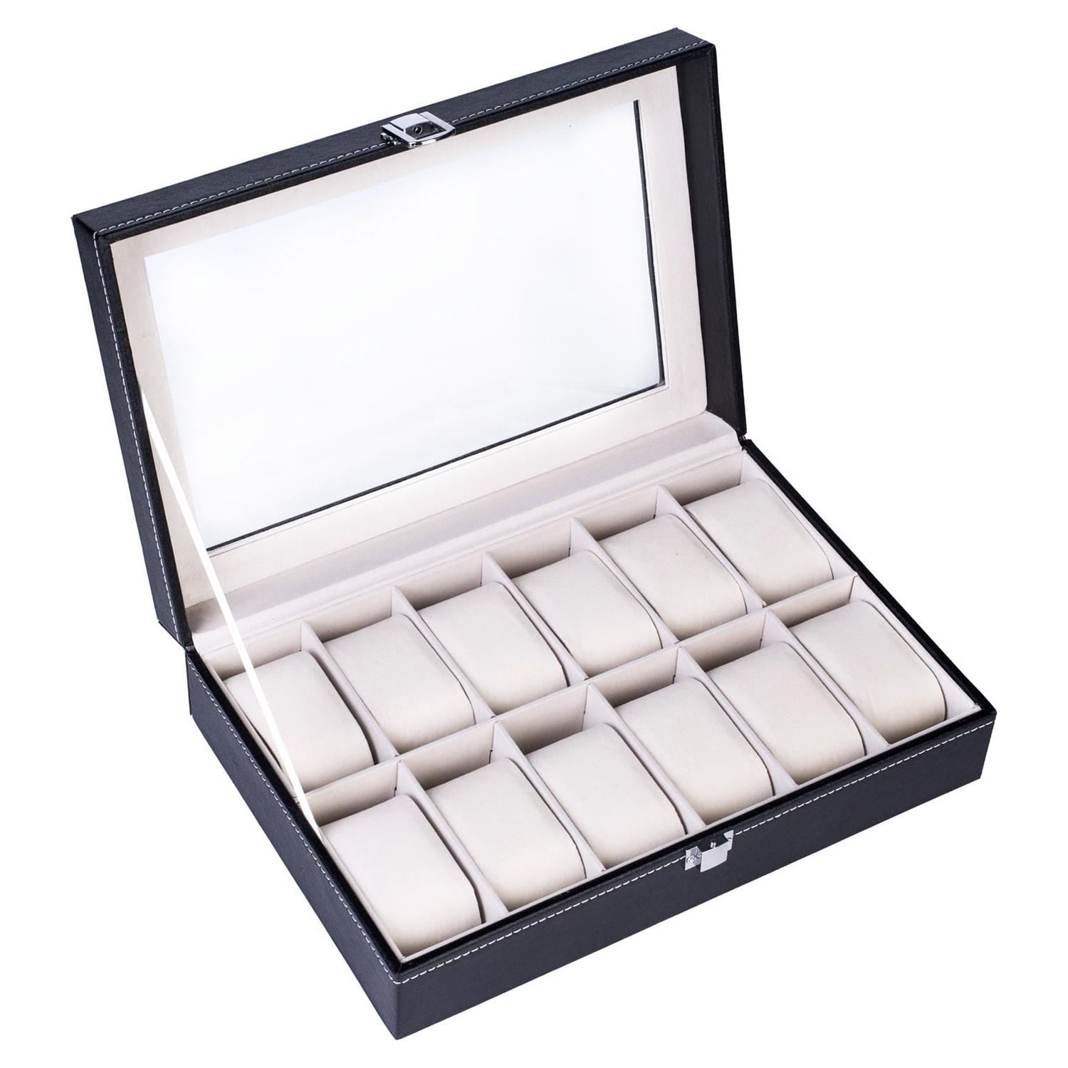12-Slot Black Watch Display and Storage Box