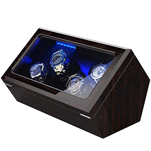 INCLAKE 4-Bay Automatic Watch Winder with LED Light