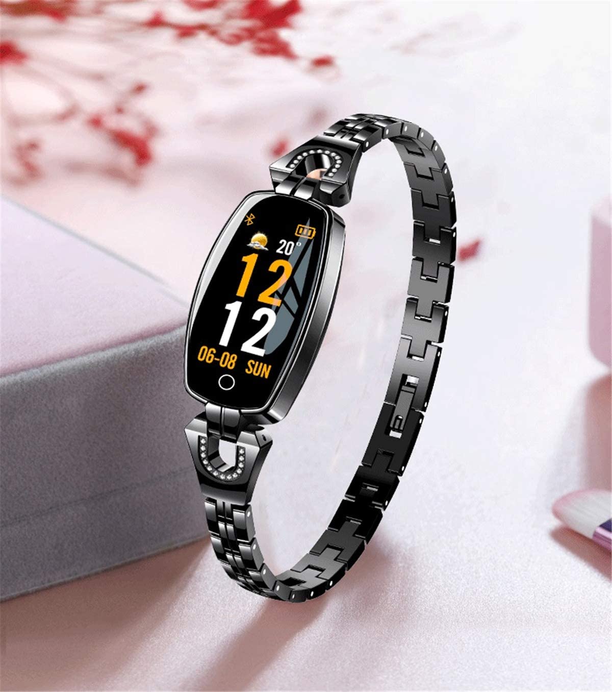 Women's Stainless Steel Fitness Smartwatch with Heart Monitor