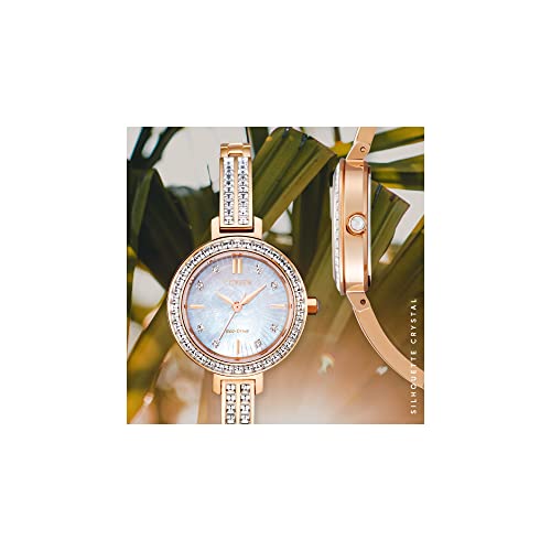 Citizen Women's Rose-tone Crystal Bangle Watch