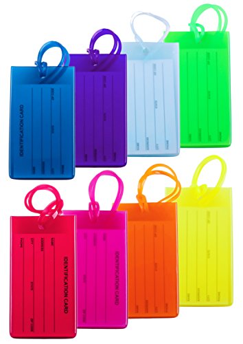Colorful Flexible Travel Luggage Tags - 8 Pack
