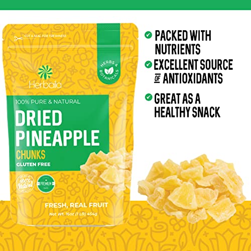 All-Natural Dehydrated Pineapple Chunks, 1 Pound