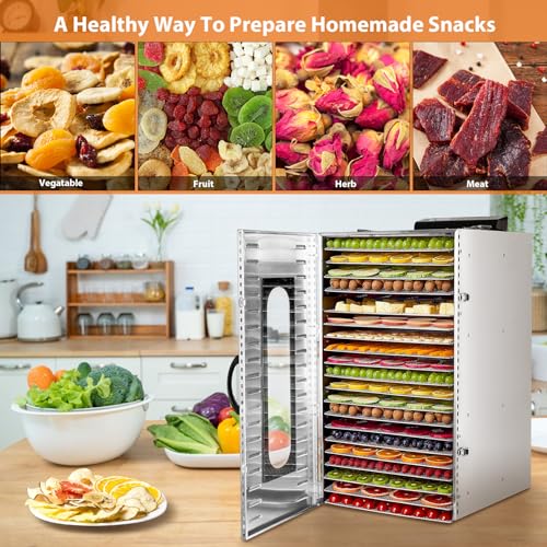 20 Tray Stainless Steel Commercial Dehydrator with Timer