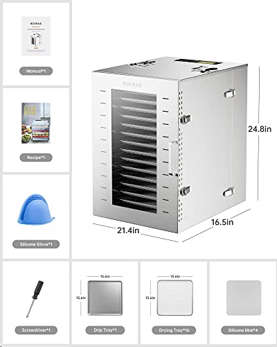 ROVRAk 16-Tray Food Dehydrator with Timer & Overheat Protection