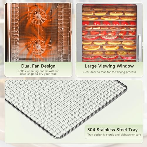 800W 18-Tray Stainless Steel Commercial Food Dehydrator