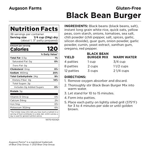 Augason Farms Gluten-Free Black Bean Burger Can